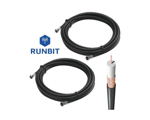 Коаксіальний кабель RunBit 3D-FB для 3G 4G антен MIMO з низьким загасанням сигналу (преміум аналог RG58), 2 по 20м