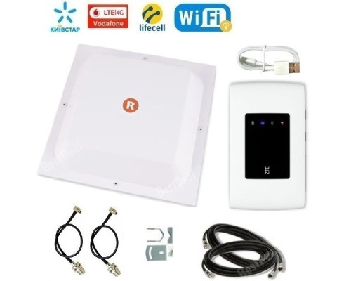 Полный комплект мобильный интернет модем 3G/4G с Wifi и аккумулятором ZTE MF920U + антенна MIMO Rnet 2 по 16 дБ + кабель + переходники