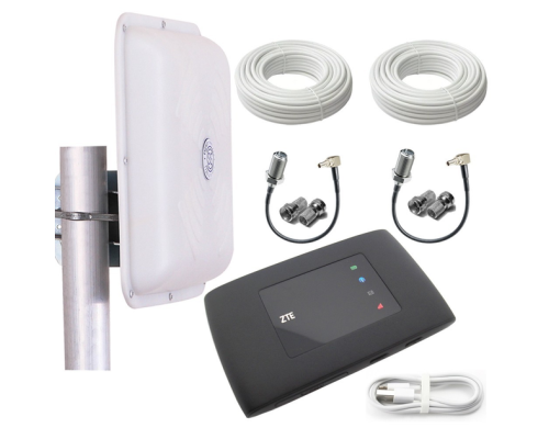 Комплект 4G WiFi роутер ZTE MF920U + 4G антенна MIMO 2x17 дБ + кабель + переходники