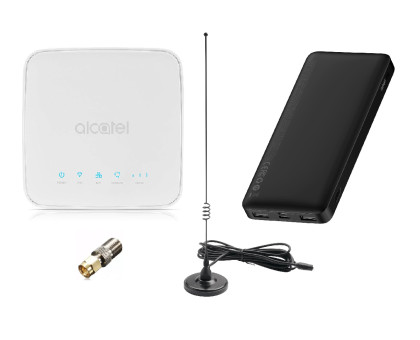 Комплект 4G WiFi роутер Alcatel HH40 + автомобильная антенна 10 дБ + Powerbank 10000 мАч