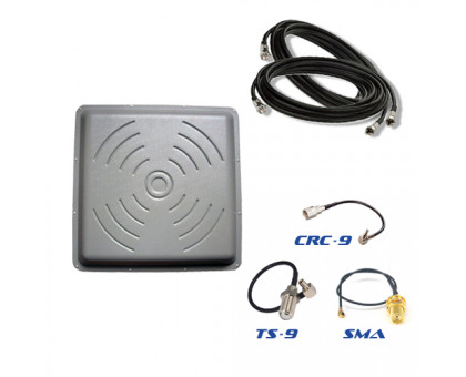 Комплект антенна панельная 4G MIMO 2х24 Дб кабель и переходники (максимальное усиление)