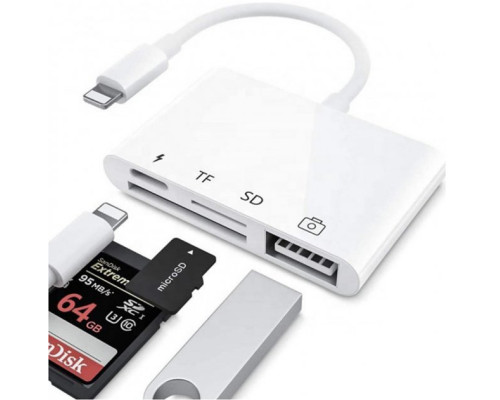 Перехідник для iPhone USB і SD/TF Card Reader адаптер для iPad на флешку і SD TF картрідер кабель з роз'ємом зарядки