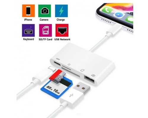 Перехідник для iPhone USB і SD/TF Card Reader адаптер для iPad на флешку і SD TF картрідер кабель з роз'ємом зарядки