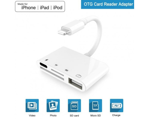 Перехідник для iPhone USB і SD/TF Card Reader адаптер для iPad на флешку і SD TF картрідер кабель з роз'ємом зарядки