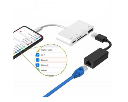 Перехідник для iPhone USB і SD/TF Card Reader адаптер для iPad на флешку і SD TF картрідер кабель з роз'ємом зарядки