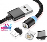 Кабель магнитный для зарядки телефона 3 в 1 зарядка для iphone ipad Micro USB Type C Lightning 2м PAVLYSH IP-34