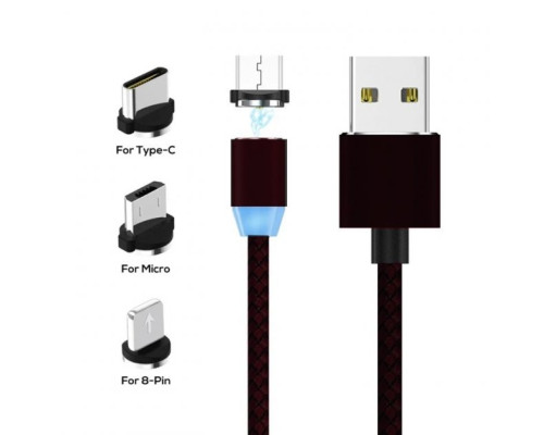 Кабель магнітний для заряджання телефону 3 в 1 зарядка для iphone ipad Micro USB Type C Lightning 2м IP-34