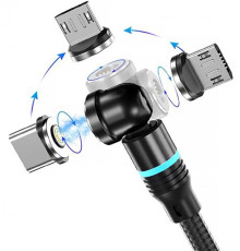 Магнітний кабель USB для зарядки всіх смартфонів USB-кабель 3в1 Micro USB Type C USB C 3A Швидка зарядка Обертання на 360° 2м