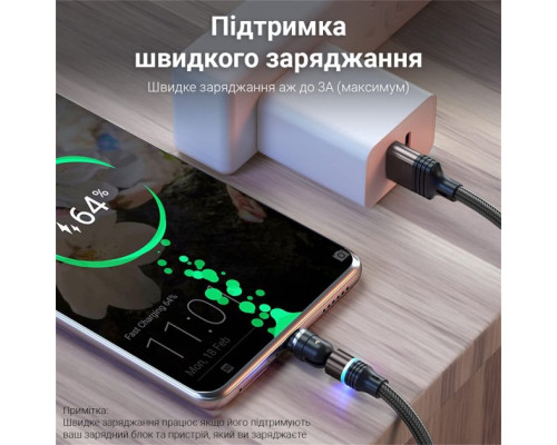 Магнитный кабель для зарядки всех смартфонов 2022 2 метра быстрая зарядка для iphone USB-кабель 3в1 Micro USB Type C USB C Быстрая зарядка 3A+ Вращение на 360° 2м Paviysh RT-77