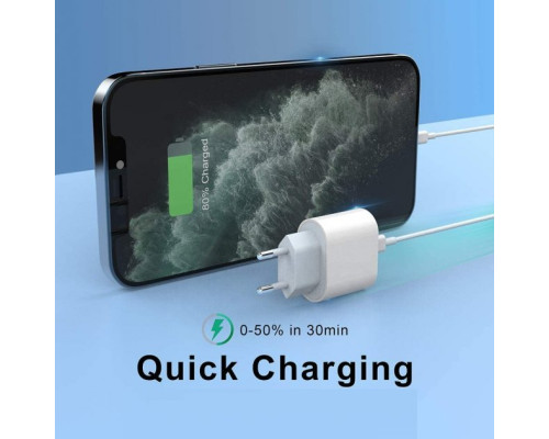Швидка зарядка для iphone 11/12 комплект кабель Typ-C Lighting Блок живлення 20W PAVLYSH