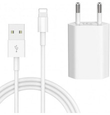 Кабель для iPhone Lightning to USB Foxconn зарядний кабель для iPad IOS 1m і блок живлення зарядний Комплект White
