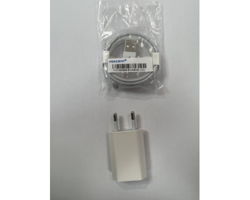 Кабель для iPhone Lightning to USB Foxconn зарядний кабель для iPad IOS 1m і блок живлення зарядний Комплект White