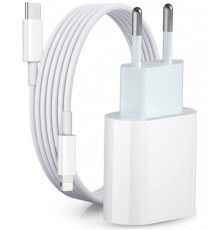 Быстрая зарядка для iphone комплект кабель Type-C Lighting Блок питания 20W 11 / 12 pro max / 13 fast charger