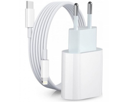 Быстрая зарядка для iphone комплект кабель Type-C Lighting Блок питания 20W 11 / 12 pro max / 13 fast charger