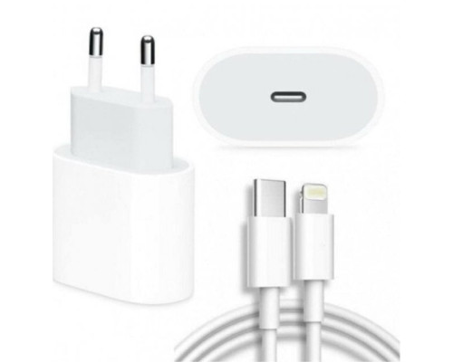 Быстрая зарядка для iphone комплект кабель Type-C Lighting Блок питания 20W 11 / 12 pro max / 13 fast charger