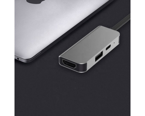 USB хаб Type-C to HDMI USB 3.0 PD 4K UHD USB-C хаб для MacBook USB HUB для ноутбука Space Gray PAVLYSH (PH-26)