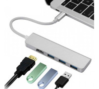 USB хаб для MacBook Type C на 3 USB 3.0 та HDMI адаптер Usb hub для USB-C to USB та HDMI на комп'ютер MacBook hub PAVLYSH (PH-12)
