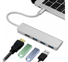 USB хаб для MacBook Type C на 3 USB 3.0 и HDMI адаптер Usb hub для USB-C to USB и HDMI MacBook hub PAVLYSH PH-12