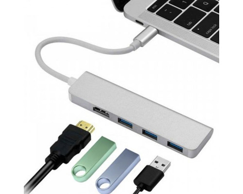 USB хаб для MacBook Type C на 3 USB 3.0 та HDMI адаптер Usb hub для USB-C to USB та HDMI на комп'ютер MacBook hub PAVLYSH (PH-12)