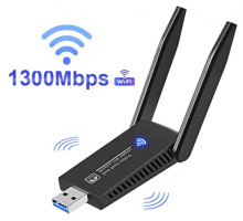 Двухдиапазонный USB Wi-Fi адаптер 2.4/5GHz 1300 Mbps Wireless Lan Card 11ac Black Pavlysh UWA-2