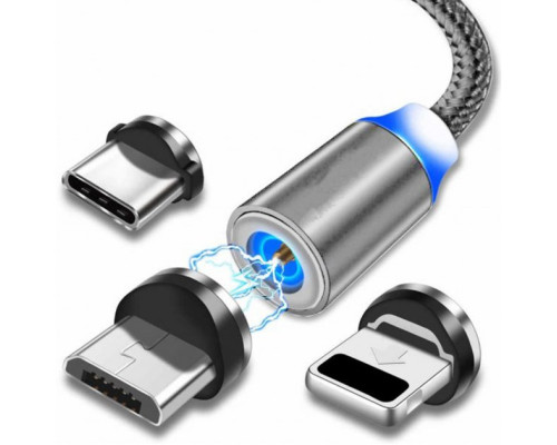 Магнитный кабель для зарядки смартфона 3в1 для іOS, Android, Type-С 2м Магнитная зарядка шнур Magnetic