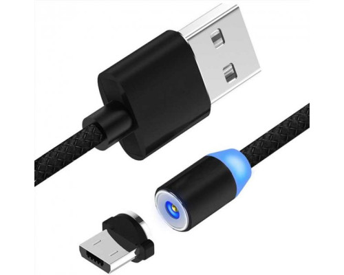 Магнітний кабель шнур для заряджання телефону Lightning, MicroUSB, Type-C Магнітна зарядка з круглим роз'ємом 0,5м USB-77 3в1