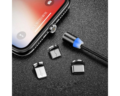 Магнитная зарядка кабель USB 3 в 1 X-Cable TP для Android, Iphone, Type C Magnetic USB Cable 1м Black