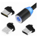 Магнітна зарядка кабель USB 3 в 1 X-Cable TP для Android, iPhone, Type C Magnetic USB Cable 0,5м Black