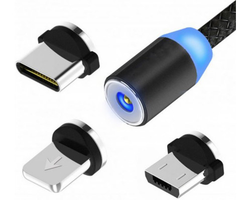 Магнитная зарядка кабель USB 3-в-1 X-Cable TP для Android, Iphone, Type C Magnetic USB Cable 2м Black