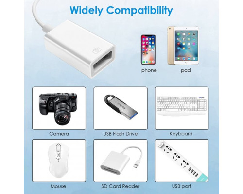 Перехідник для iPhone на адаптер USB для iPad кабель для підключення камери Apple Lightning USB Camera PAVLYSH (PA-35)