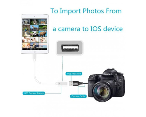 Перехідник для iPhone на адаптер USB для iPad кабель для підключення камери Apple Lightning USB Camera PAVLYSH (PA-35)
