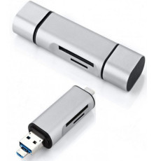 Перехідник Card Reader SD/MicroSD флешка на USB Type-C та USB 2.0 адаптер USB на Micro USB для картридер PAVLYSH (PA-46)