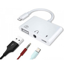 Перехідник для iPhone на USB та навушники AUX адаптер для iPad на аудіо 3.5mm та USB флешку кабель PAVLYSH (PA-37)