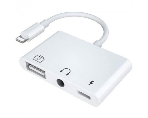 Перехідник для iPhone на USB та навушники AUX адаптер для iPad на аудіо 3.5mm та USB флешку кабель PAVLYSH (PA-37)