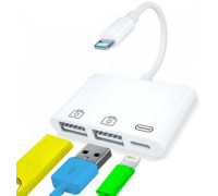 Переходник для iPhone на 2 USB адаптер для iPad на флешку кабель для подключения камеры с разъемом зарядки PAVLYSH PA-16