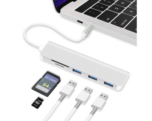 USB хаб для MacBook на 3 USB 3.0 Card Reader адаптер Usb hub USB-C to USB Card Reader на комп'ютер MacBook hub PAVLYSH (PH-16)