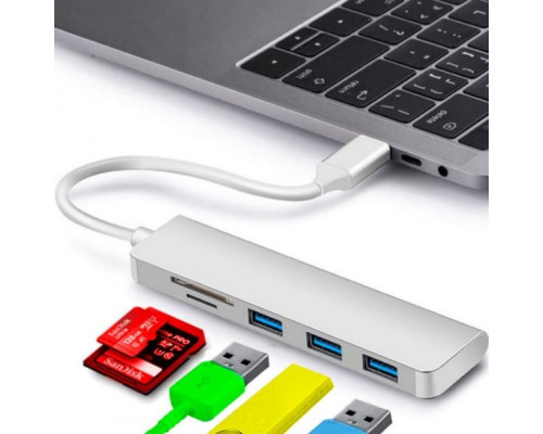 USB хаб для MacBook на 3 USB 3.0 Card Reader адаптер Usb hub USB-C to USB Card Reader на комп'ютер MacBook hub PAVLYSH (PH-16)