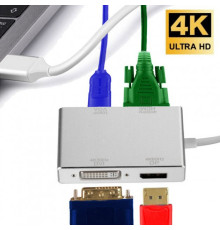 USB хаб на VGA DVI HDMI перехідник DisplayPort для Type-C адаптер USB hub USB-C на телевізор флешку проектор MacBook hub PAVLYSH (PH-06)