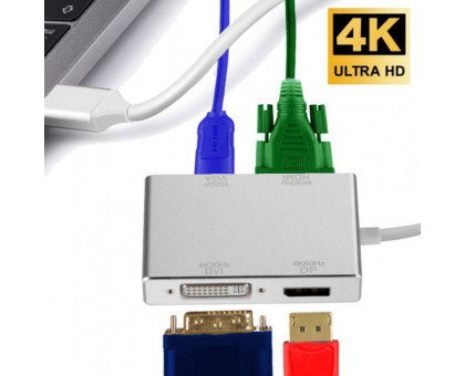 USB хаб на VGA DVI HDMI перехідник DisplayPort для Type-C адаптер USB hub USB-C на телевізор флешку проектор MacBook hub PAVLYSH (PH-06)