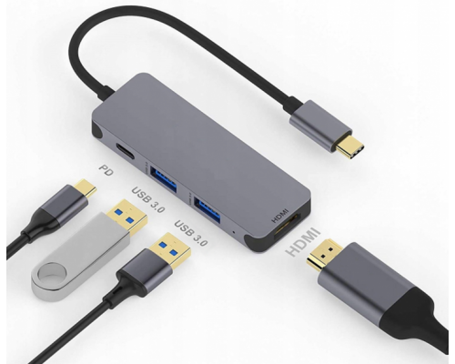 USB хаб Type-C to HDMI USB 3.0 PD Adapter 4K UHD Space Gray PAVLYSH (PH-56)