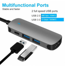USB хаб Type-C to HDMI USB 3.0 PD Adapter 4K UHD Space Gray PAVLYSH (PH-56)
